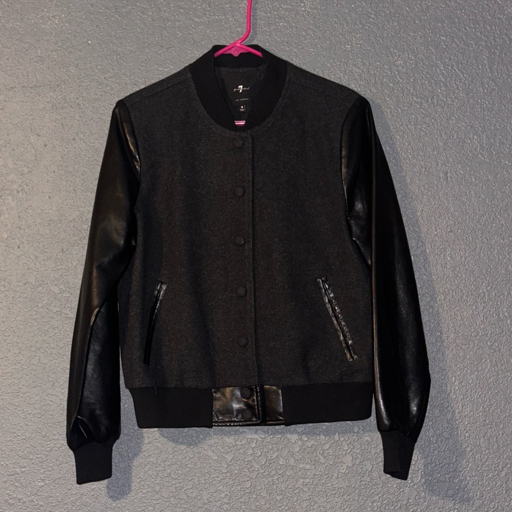 7 For All Mankind Black Bomber Jacket